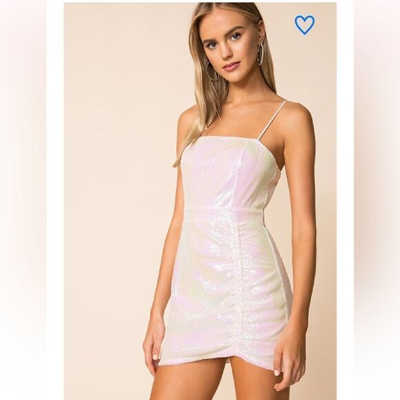 NWT superdown harlee sequin cami dress white mini party Revolve M - Picture 1 of 11